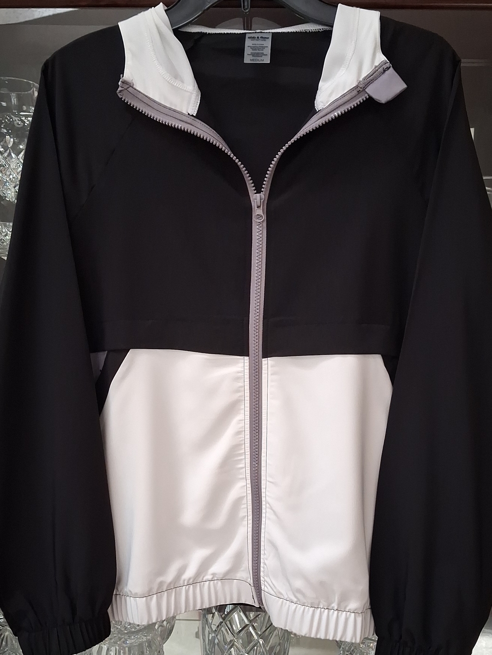 Colorblock Black and White Zip Bomber Jacket